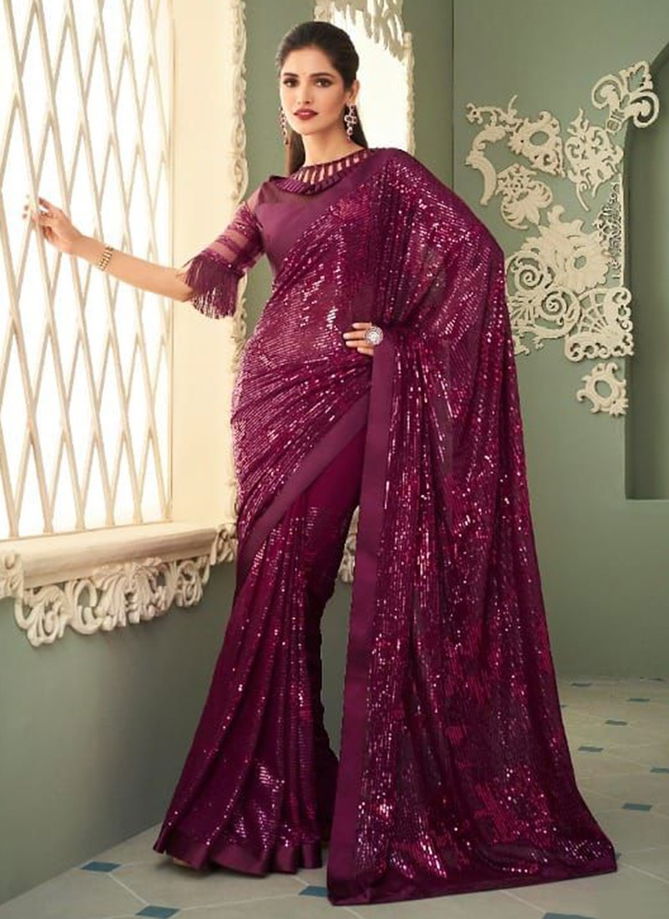 Sparkle TFH New Latest Designer Party Wear Smooth Georgette Saree Collection